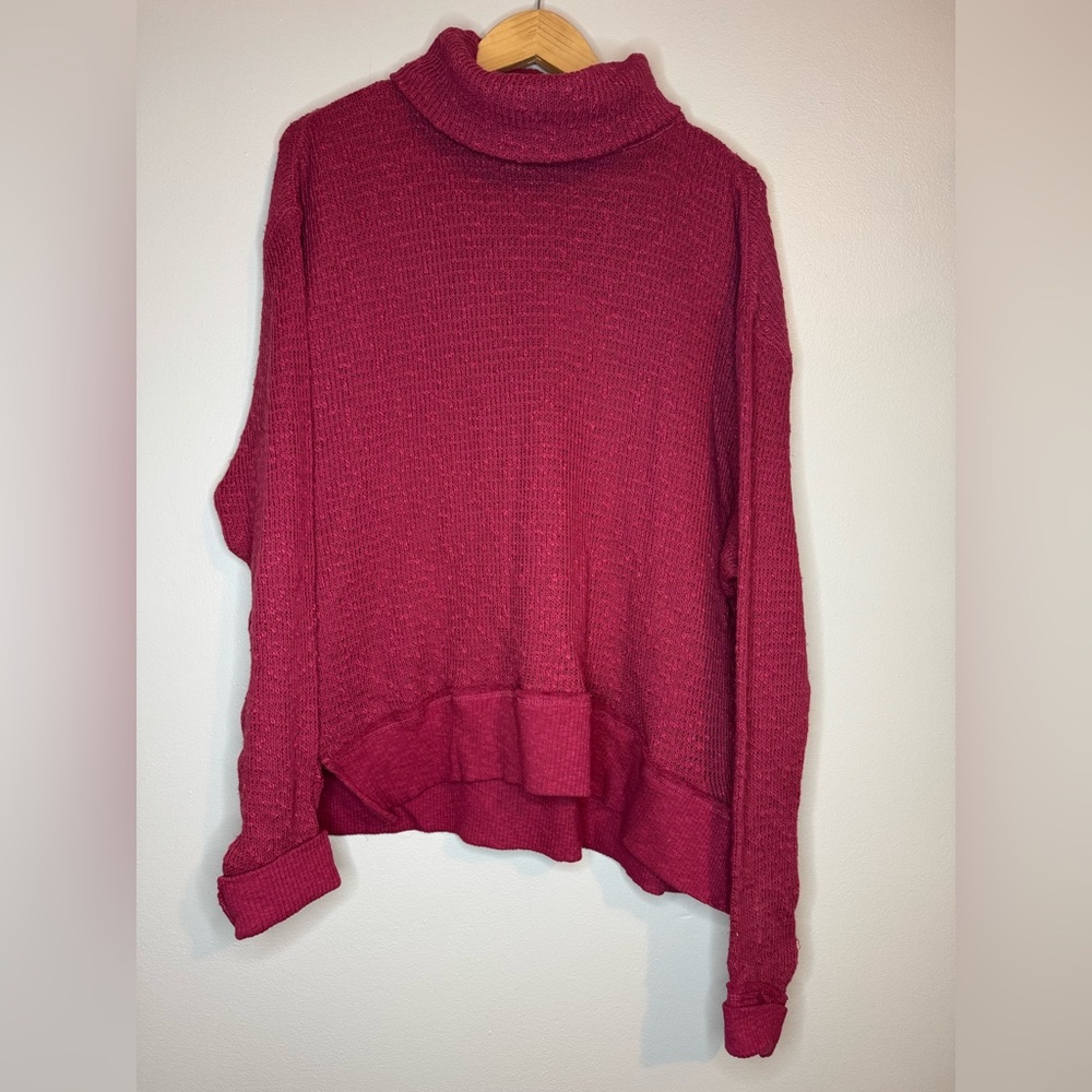 Free People Blended Berry Oversized Turtleneck Sweater‎ L